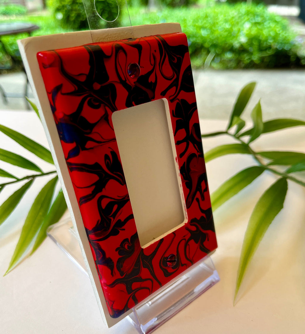 Hand Painted Red and Navy Rocker Light Switch Cover