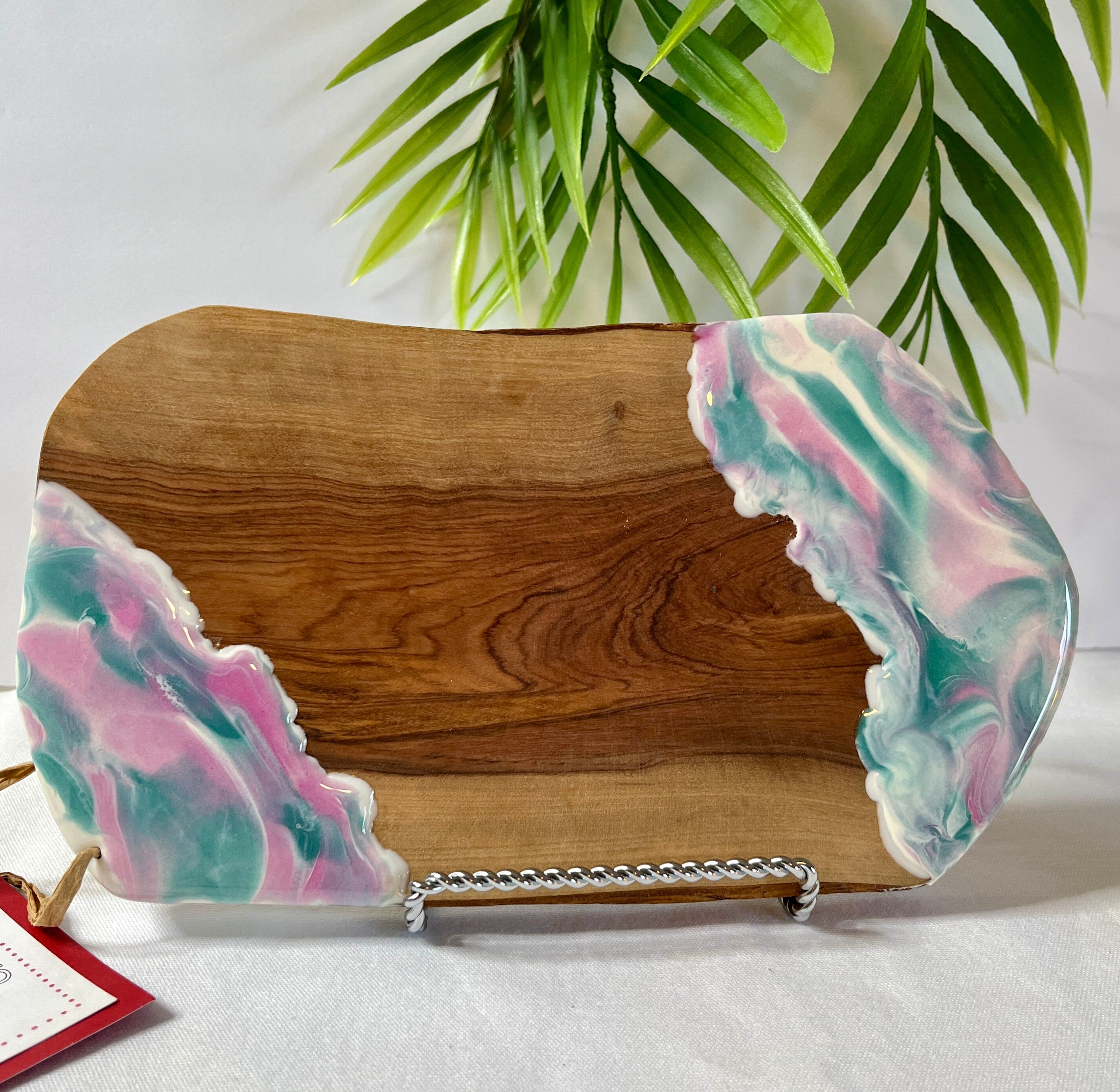 Olive Wood Cheese Board: Resin Art Serving Board (9.5" x 5.25")