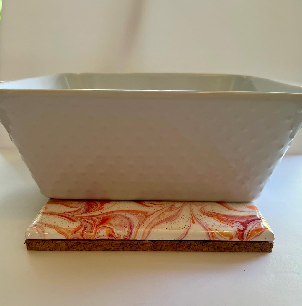 Hand-Painted Ceramic Trivet: Abstract Kitchen Art, Heat-Resistant