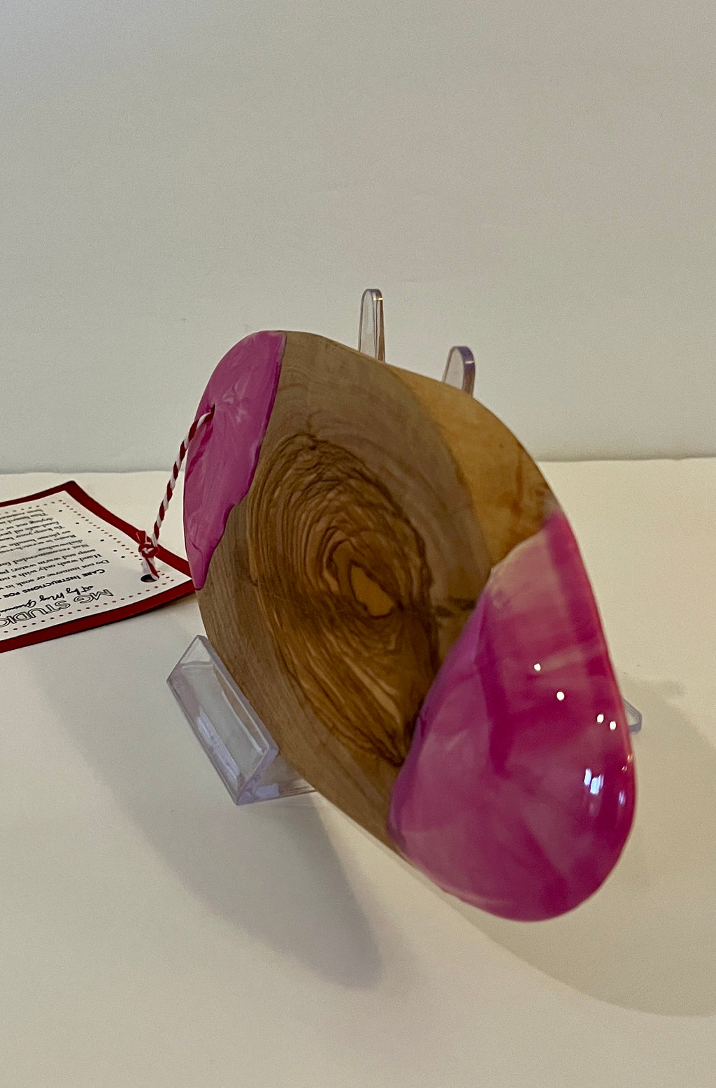 Olive Wood Mini Charcuterie Board: Pink Resin Serving Board