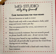 Natural Beech Wood Charcuterie/Serving Board with Epoxy Resin Accents, 22.5" x 5.5" x .75"