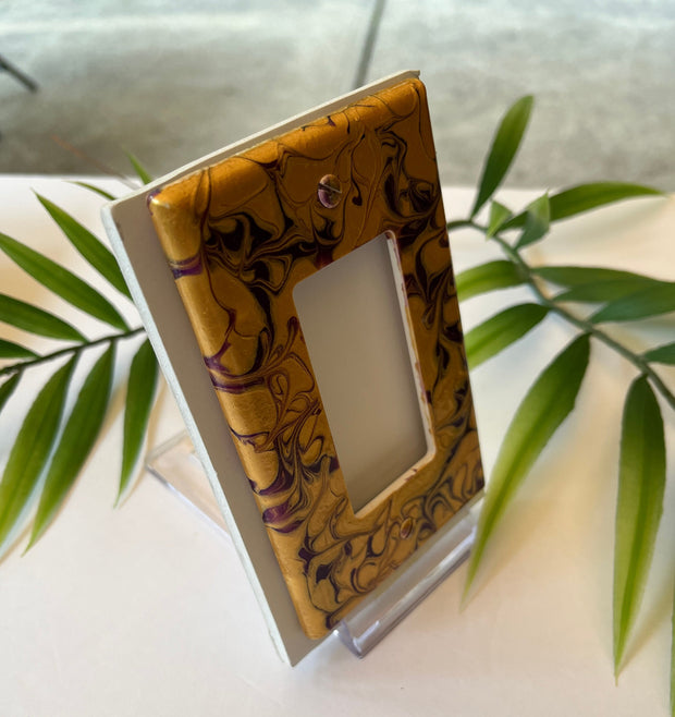 Hand Painted Rocker Switch Cover: Purple and Gold Light Switch Plate