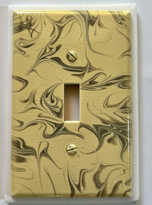 Hand-Painted Gray & Ivory Single Toggle Light Switch Plate