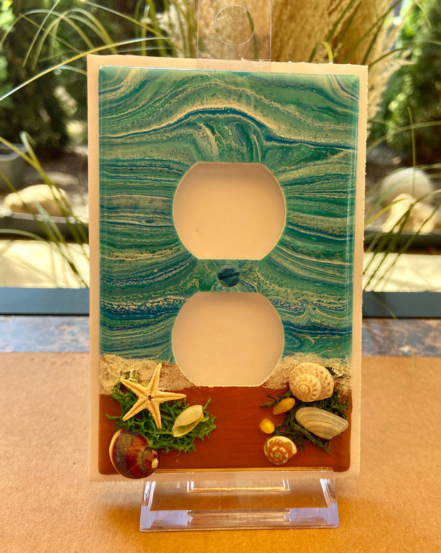 Handcrafted Seashell Light Switch Cover: Coastal Beach Decor