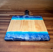 Beach-Themed Acacia Wood Charcuterie Board | Hand-Painted & Resin-Sealed | 17"x11"