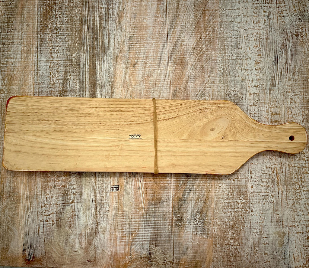 Natural Beech Wood Charcuterie/Serving Board with Epoxy Resin Accents, 22.5" x 5.5" x .75"