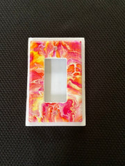 Hand Painted Light Switch Cover: Red, Yellow, Orange Single Rocker Plate