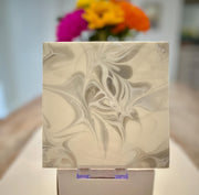 Hand Painted Gray and White Tile Trivet, Food-Safe, Heat-Resistant, One-of-a-Kind Kitchen Art