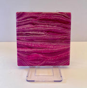 Hand-Painted Marble Coaster Set: Pink & Magenta Ceramic Drink Coasters