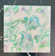 Hand Painted Blue, Green and Purple Tile Trivet,  Food-Safe, Heat-Resistant, One-of-a-kind Kitchen Art