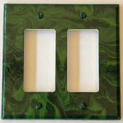 Hand-Painted Green Double Rocker Light Switch Cover
