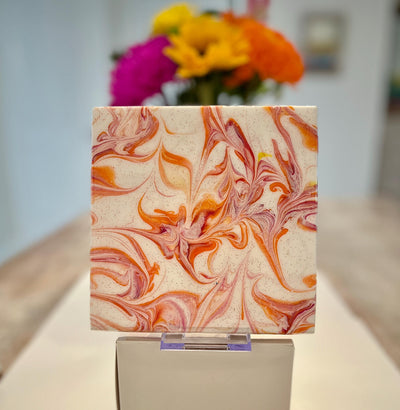 Hand-Painted Ceramic Trivet: Abstract Kitchen Art, Heat-Resistant