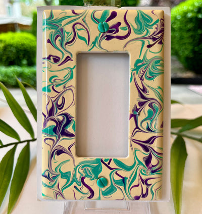 Hand Painted Rocker Light Switch Cover: Purple Teal Swirl Design