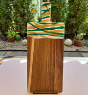 Handmade Acacia Wood Charcuterie Board: Green, Gold & White Resin
