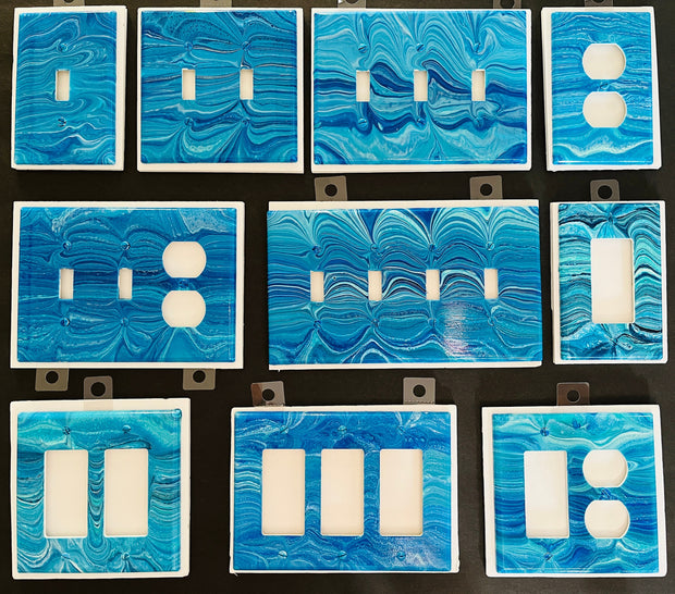 Hand-Painted Ocean Wave Light Switch Cover: Coastal Beach House Decor