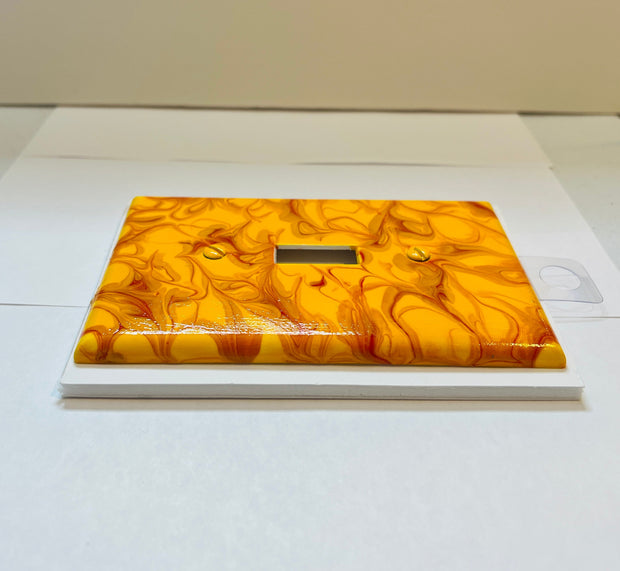 Hand-Painted Single Toggle Light Switch Cover: Red & Yellow Swirl