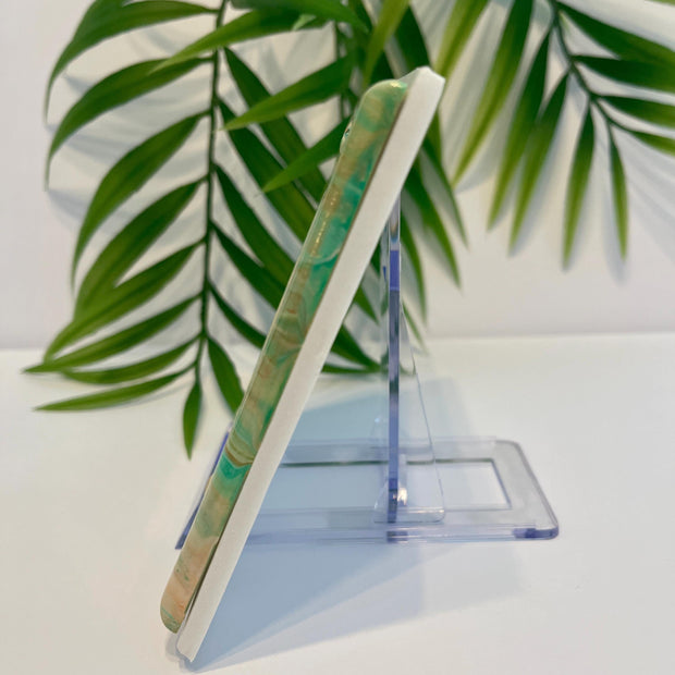 Hand Painted Double Decora Switch Plate Cover: Peach, Green & White