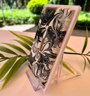 Hand Painted Swirl Single Toggle Switch Cover: Black and White Wall Decor