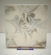 Hand Painted Gray and White Tile Trivet, Food-Safe, Heat-Resistant, One-of-a-Kind Kitchen Art