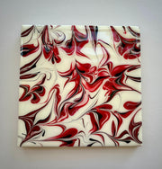 Hand Painted Red, Black and White Tile Trivet, Food-Safe, Heat-Resistant, One-of-a-Kind Kitchen Art