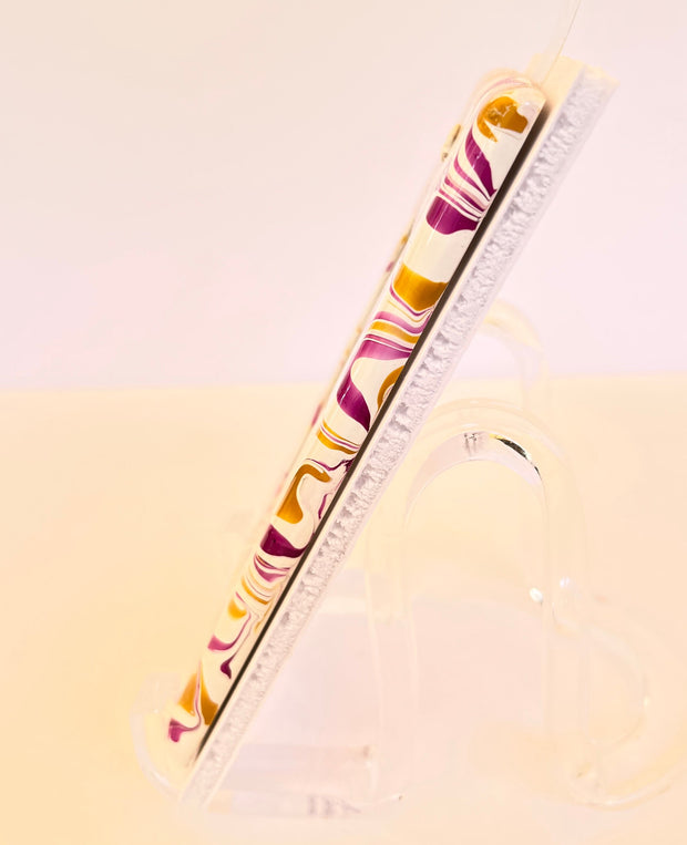 Hand Painted Rocker Switch Plate: Violet & Yellow Ochre Decor