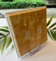 Hand Painted Double Toggle Light Switch Cover: Gold & Ivory