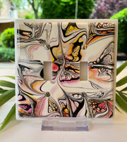 Hand Painted Double Toggle Light Switch Cover: Pink, Yellow, Orange