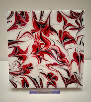 Hand Painted Red, Black and White Tile Trivet, Food-Safe, Heat-Resistant, One-of-a-Kind Kitchen Art