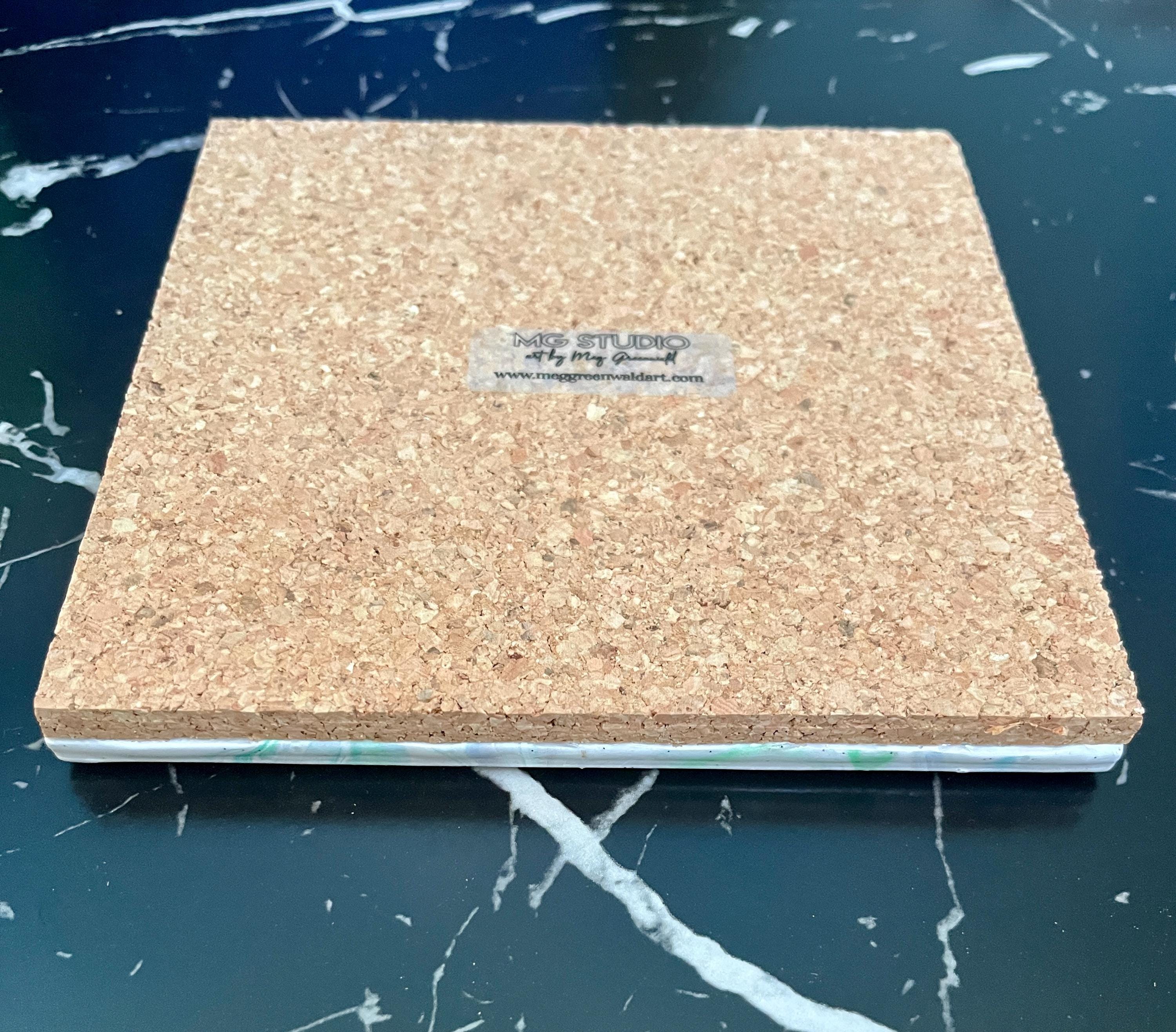 Hand Painted Blue, Green and Purple Tile Trivet,  Food-Safe, Heat-Resistant, One-of-a-kind Kitchen Art