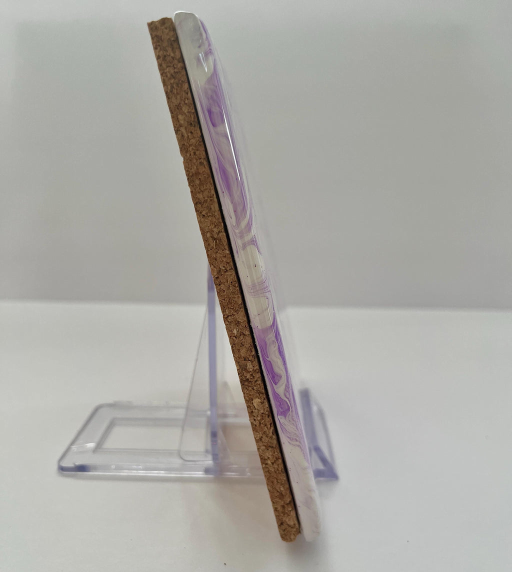 Hand Painted Purple Lavender and White Tile Trivet, Food-Safe, Heat-Resistant, One-of-a-Kind Kitchen Art