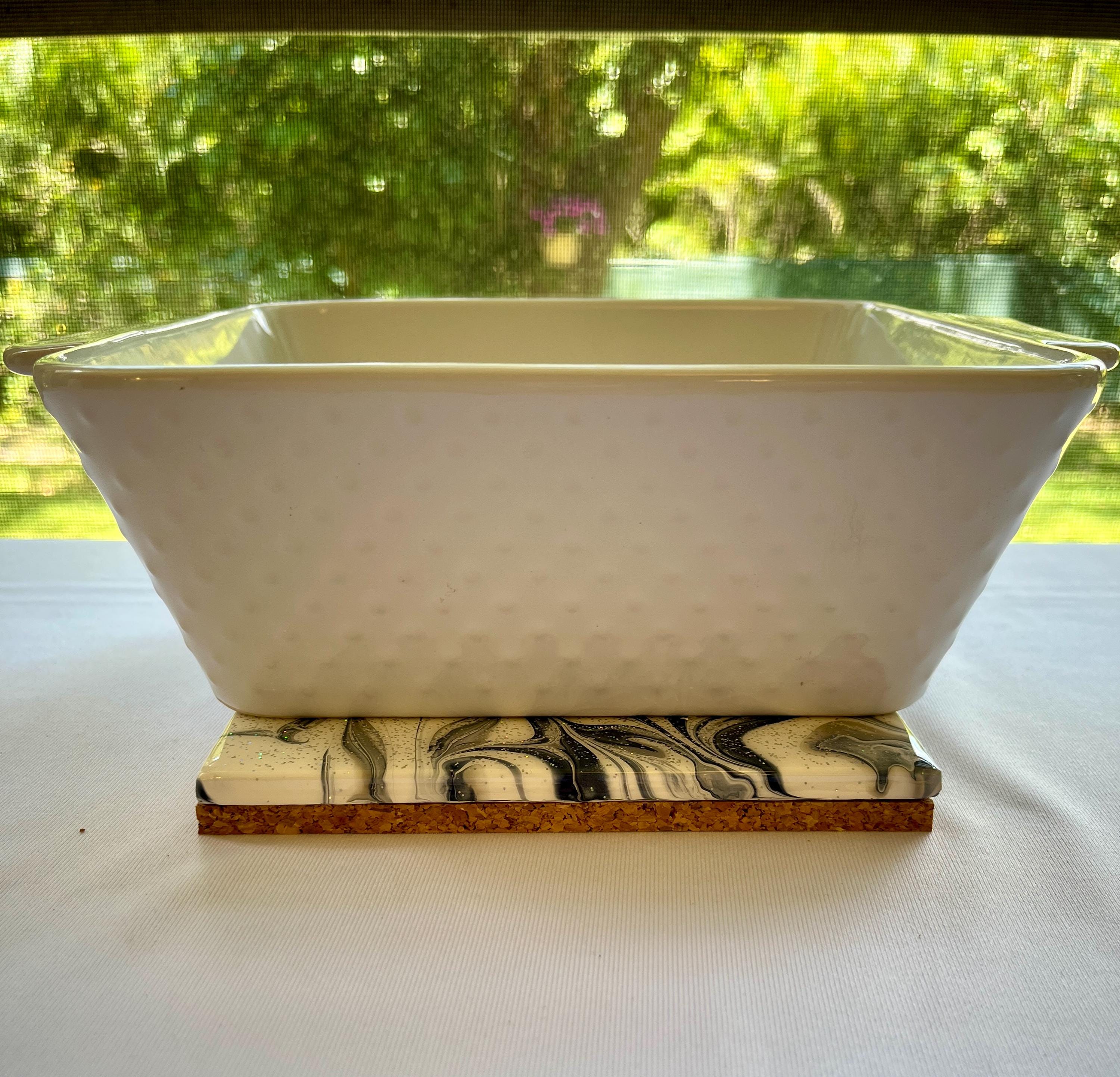 Hand Painted Gray, Black and White with Iridescent Glitter, Food-Safe, Heat-Resistant, One-of-a-Kind Kitchen Art