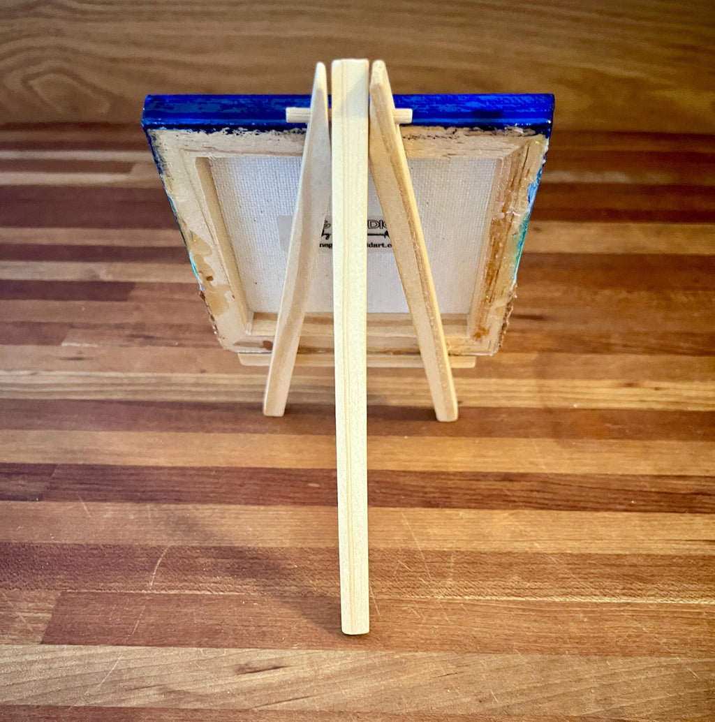 Miniature Beach Canvas Art: Real Sand & Seashell Seascape with Easel