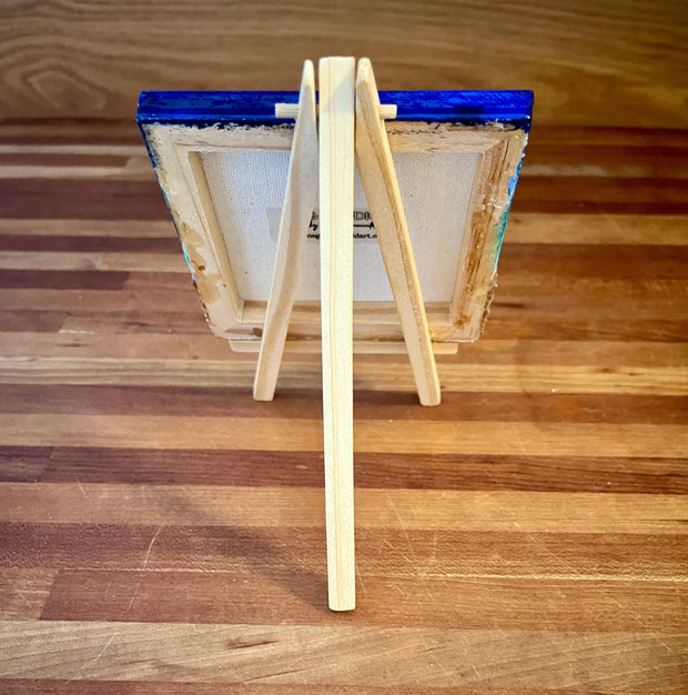 Miniature Beach Canvas Art: Real Sand & Seashell Seascape with Easel