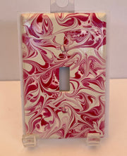 Hand-Painted Single Toggle Light Switch Cover: Red Pink Swirl Wall Decor