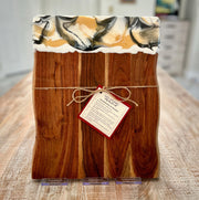 Natural Acacia Wood Charcuterie Board with Resin Accent – 15" x 12" x 0.625"