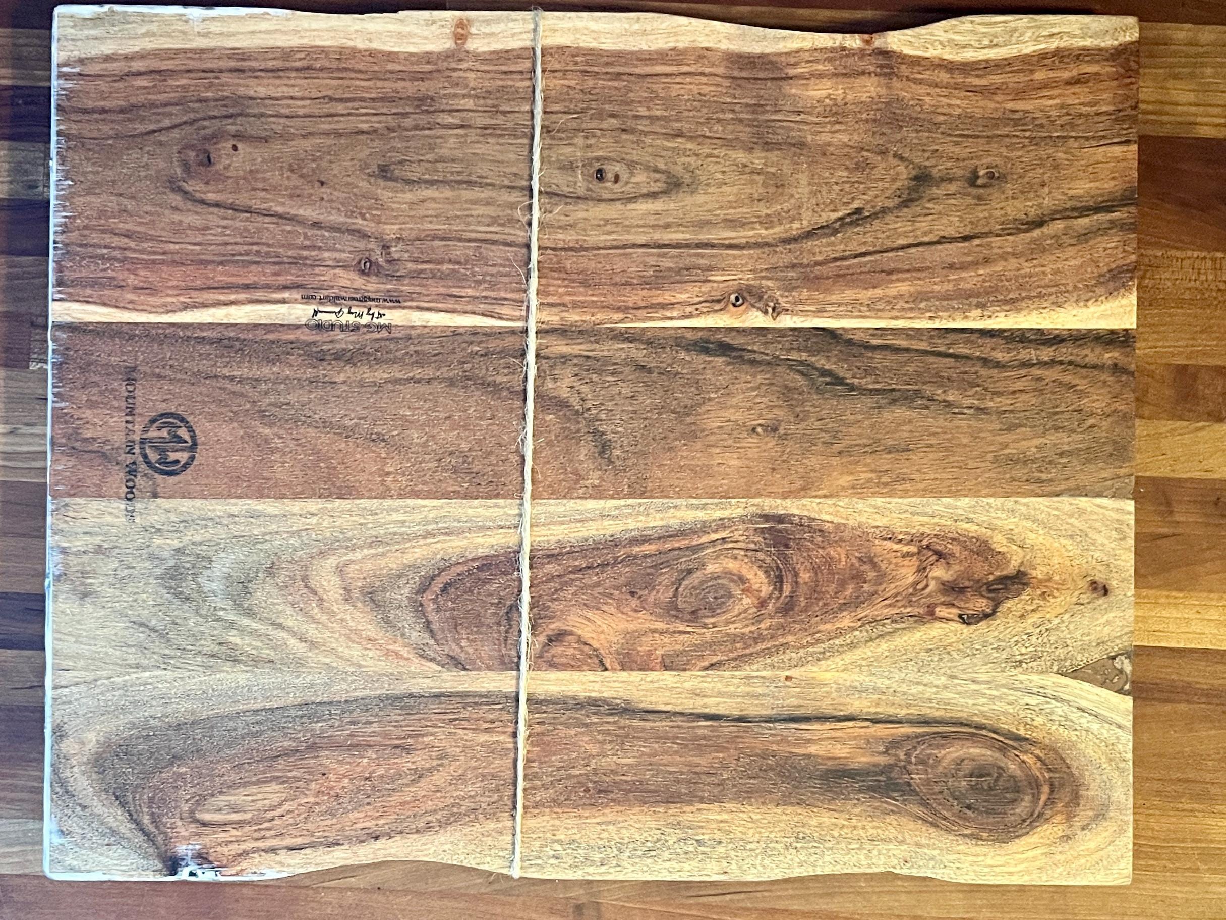 Natural Acacia Wood Charcuterie Board with Resin Accent – 15" x 12" x 0.625"