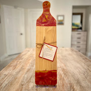 Natural Beech Wood Charcuterie/Serving Board with Epoxy Resin Accents, 22.5" x 5.5" x .75"