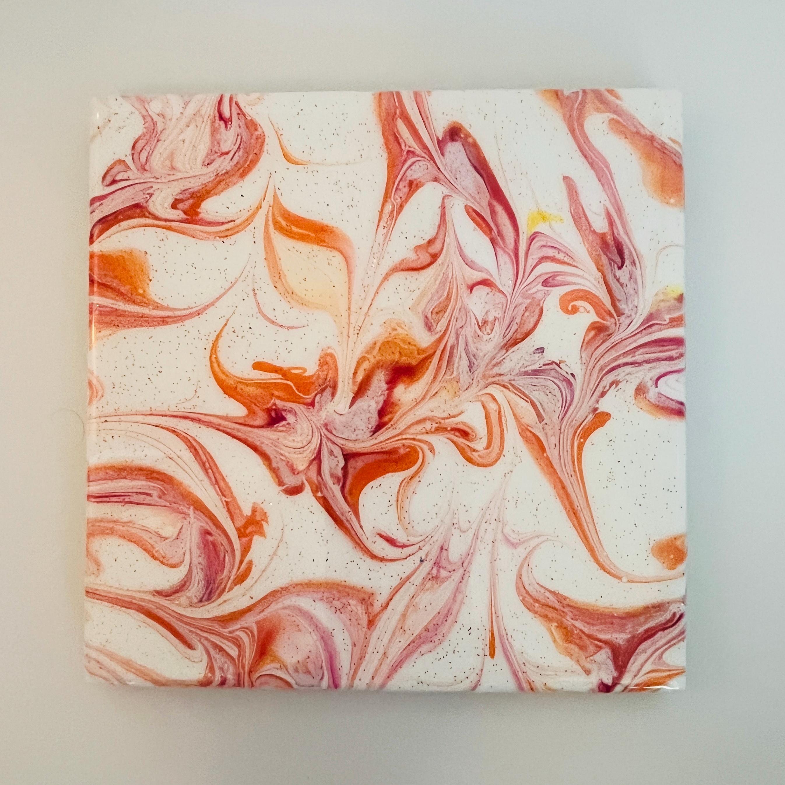 Hand-Painted Ceramic Trivet: Abstract Kitchen Art, Heat-Resistant