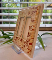 Hand Painted Double Decora Light Switch Plate: Rose Gold & Ivory Swirl