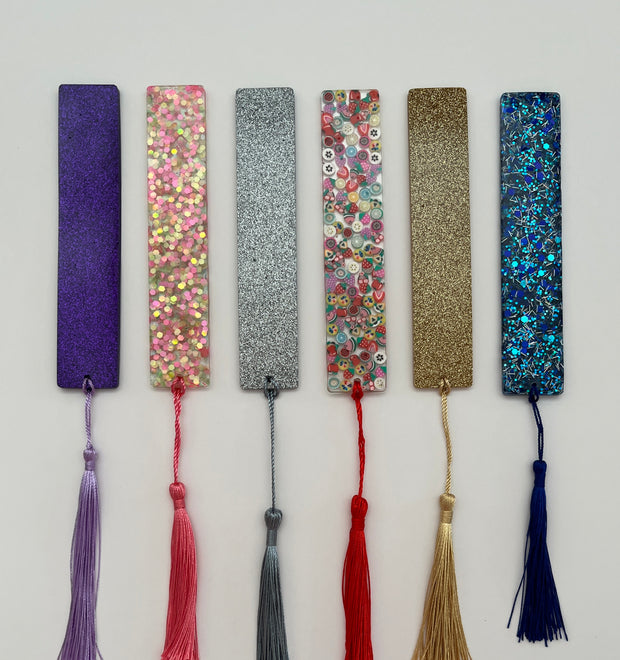 Glittery Resin Bookmark with Tassel: Colorful Book Lover Gift