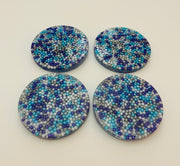 Resin Coaster Set with Purple, Blue, Silver and White Sprinkles