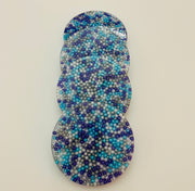Resin Coaster Set with Purple, Blue, Silver and White Sprinkles
