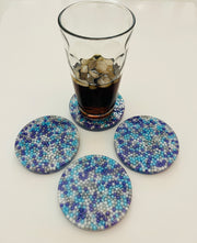 Resin Coaster Set with Purple, Blue, Silver and White Sprinkles