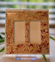 Hand Painted Double Decora Light Switch Plate: Rose Gold & Ivory Swirl