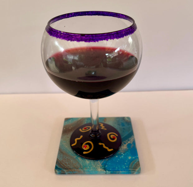 Hand-Painted Galaxy Coaster Set: Resin-Coated Ceramic Drink Coasters