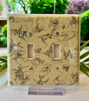 Hand Painted Double Toggle Switch Plate: Gray & Ivory Swirl