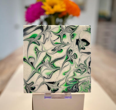 Hand Painted Green and Black, Food-Safe, Heat-Resistant, One-of-a-Kind Kitchen Art