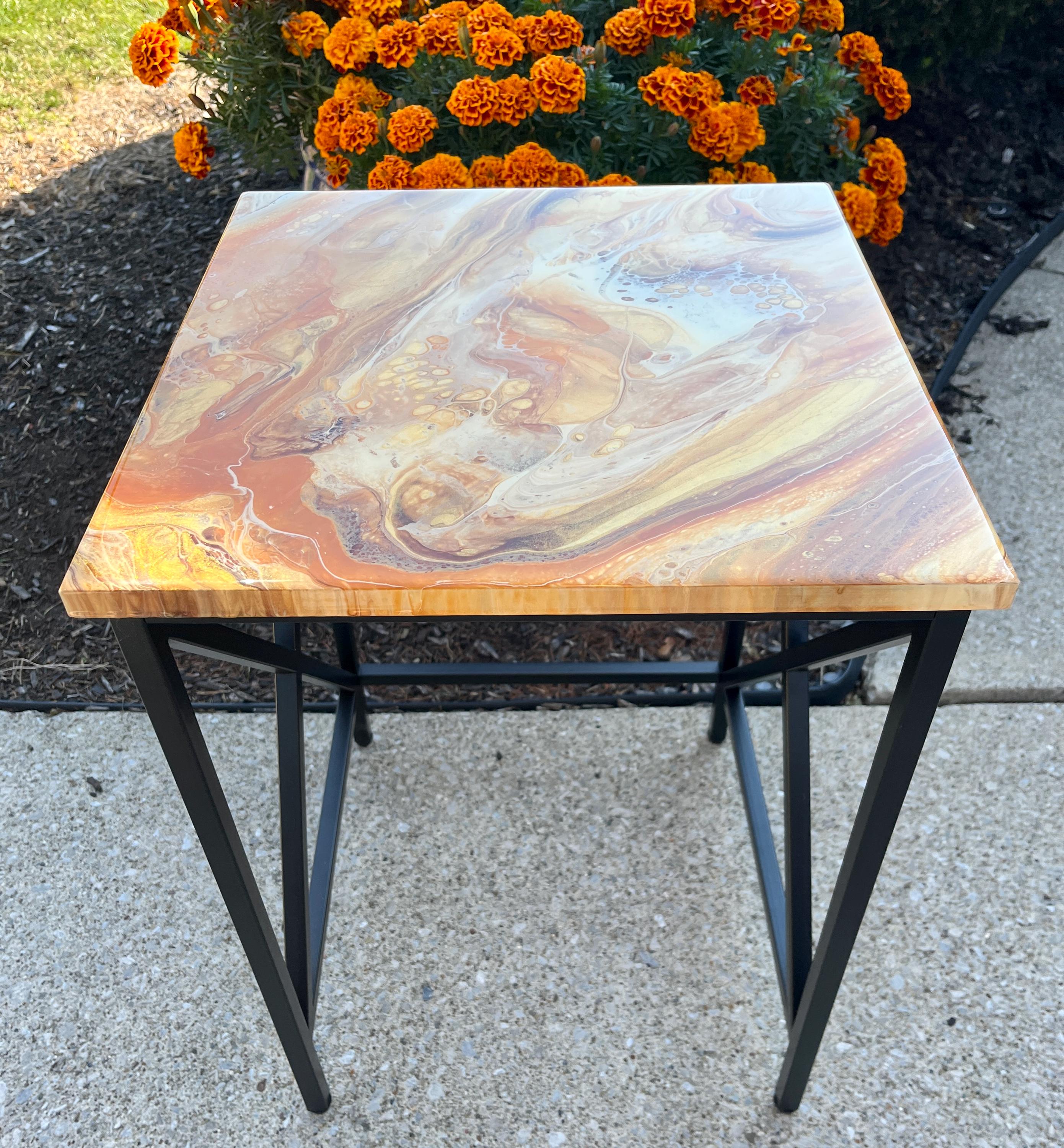 Handcrafted Epoxy Resin Accent Table