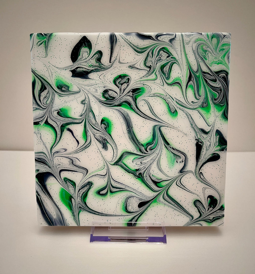 Hand Painted Green and Black, Food-Safe, Heat-Resistant, One-of-a-Kind Kitchen Art