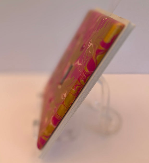 Hand Painted Double Light Switch Cover: Pink & Gold Paint Pour